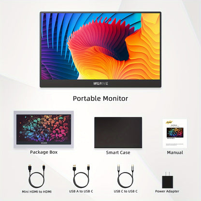 15.6-Inch Portable HDR Monitor – Full HD, USB-C, Matte Screen, Travel-Friendly